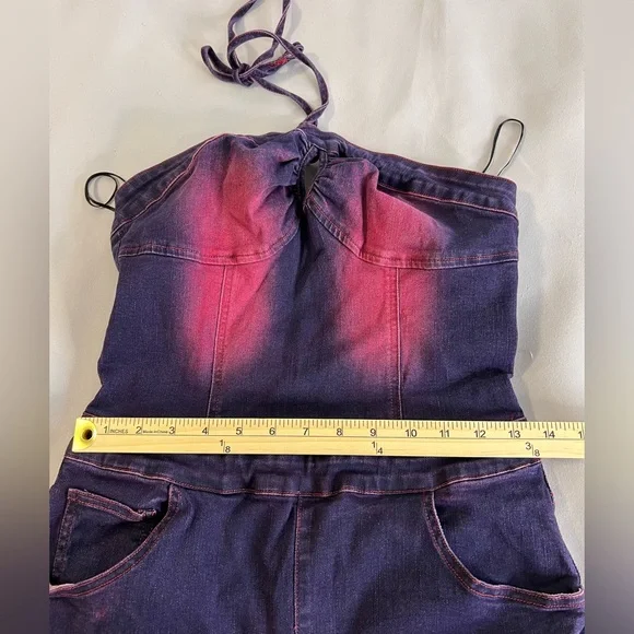 Fashion Nova Women’s More Drama Denim Jumpsuit - Dark Wash Sz Medium RN 149052 - Picture 5 of 16